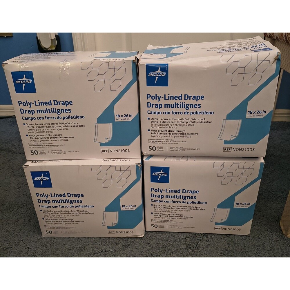 Medline Sterile Poly-Lined Drape 18 X 26 (4 Box -175 Pieces) New -Date Mfg 10/24